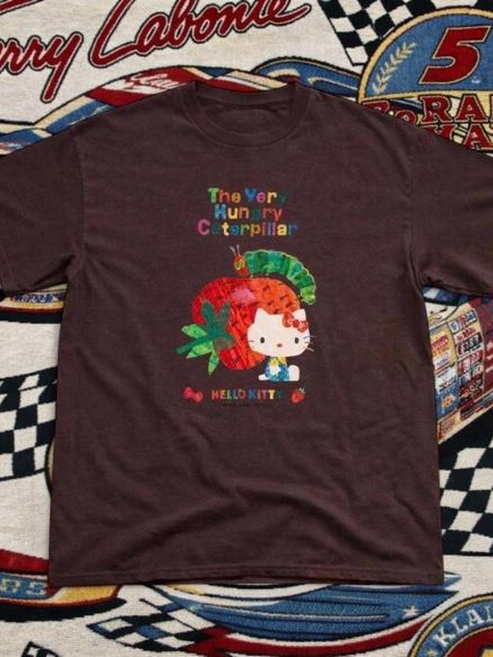 Gildan Brown Short Sleeve Hello Kitty x Caterpillar Graphic Tee